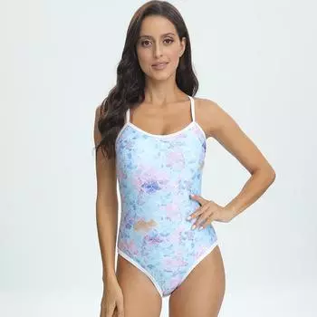 Европейская и американская мода новые популярные элементы цифровая печать перекрестные бретели регулируемый женский купальник S
