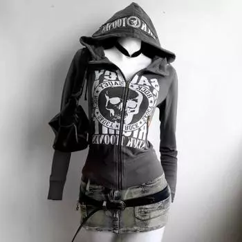 Европейская и американская мода осень-зима с капюшоном на молнии с длинными рукавами и буквенным принтом для мужчин и женщин S темно-серого