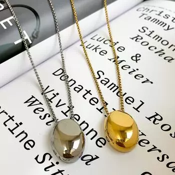 Европейская и американская мода, овальный кулон, длинное ожерелье из нержавеющей стали для женщин, цепочка для свитера, бесцветные ювелирные аксессуары золотой