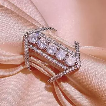 Европейская и американская мода персонализированное геометрическое кольцо простое бриллиантовое кольцо No. 6