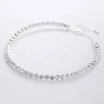 Европейская и американская мода, полные бриллиантовых свадебных украшений, элегантные и блестящие однорядные ожерелья-воротники со стразами для женщин серебряный