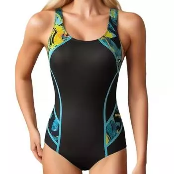 Европейская и американская мода полосатый пляжный купальник водолазный костюм длинный быстросохнущий водонепроницаемый купальник S зелёный