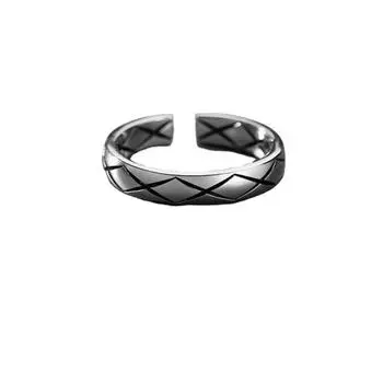 Европейская и американская мода, ретро, под дерево, в стиле хип-хоп, индивидуальное, простое мужское кольцо с текстурой, кольцо для вечеринки в стиле панк серебряный