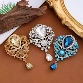 Европейская и американская мода ретро-стиль хрустальная брошь инкрустированная стразами подвеска нагрудная брошь-булавка в виде цветка шампанского