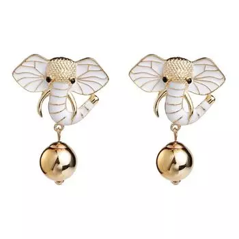 Европейская и американская мода: Серьги-подвески в виде африканского белого слона elephant