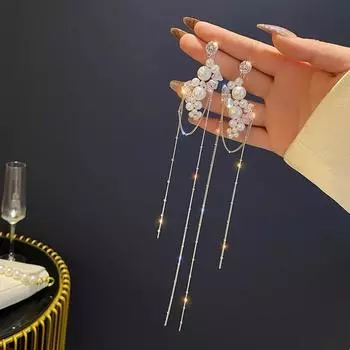 Европейская и американская мода, серьги с кисточками и жемчугом, темперамент, личность, модные серьги, серьги знаменитостей, литературных фанатов