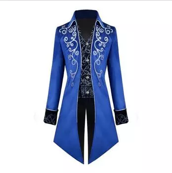 Европейская и американская мода Стиль Хэллоуин Косплей Костюм Смокинг Средневековый Ренессанс Ретро Костюм Мужчины Длинное пальто с ласточкиным хвостом Одежда XXXL красный