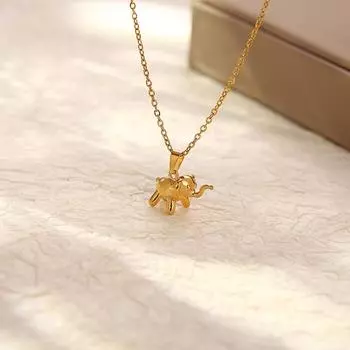 Европейская и американская мода трансграничная мини-ожерелье из нержавеющей стали с подвеской в виде слоненка, высококачественное ретро-универсальное женское ожерелье 18 карат