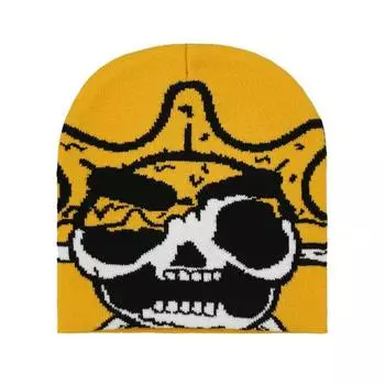 Европейская и американская мода универсальная осенне-зимняя теплая модная жаккардовая вязаная шапка с мультяшным узором