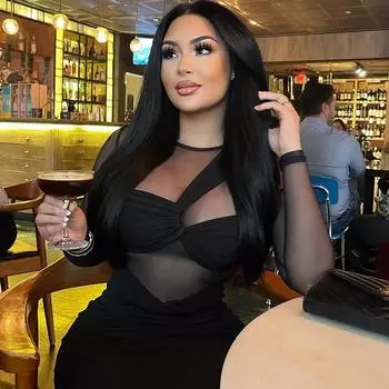 Европейская и американская мода женское круглое шея сетка сращивание с длинными рукавами среднее или длинное облегающее платье L чёрный