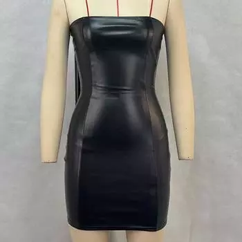 Европейская и американская мода женское летнее сексуальное платье без бретелек темпераментное повседневное платье XL чёрный