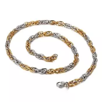 Европейская и американская модная и властная личность, золотистое стальное мужское ожерелье из титановой стали 4mm