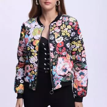 Европейская и американская модная одежда из хлопка женская осенне-зимняя стеганая повседневная куртка бейсбольная майка популярная куртка с принтом XXS