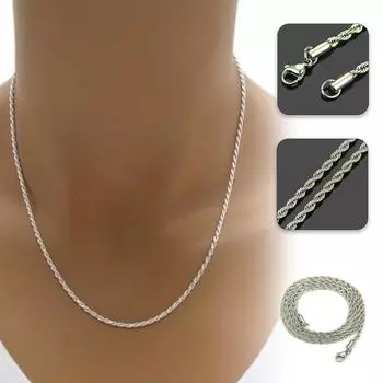 Европейская и американская модная титановая сталь, ожерелье из теста, хип-хоп, для мужчин и женщин, витая цепочка для влюбленных One Size серебряный
