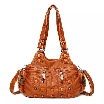Европейская и американская модная женская сумка через плечо с заклепками и кнопками Love, многофункциональная женская сумка через плечо, портативная сумка для мам