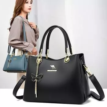 Европейская и американская модная женская сумка однотонная ретро большая вместительная одноместная сумка женская модная подвеска в виде бабочки