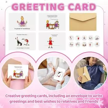 Европейская и американская мультяшная вдохновляющая женская английская поздравительная открытка с набором конвертов One Size жёлтый