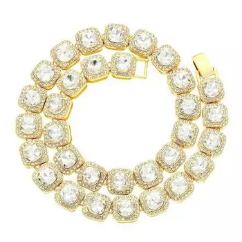 Европейская и американская мужская цепочка в стиле хип-хоп с короткими квадратными бриллиантами и бриллиантами, кубинская цепочка, аксессуары, аксессуары для танцев в ночном клубе 9inch