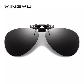 Европейская и американская мужская и женская модная клипса с поляризационными солнцезащитными глазами чёрный