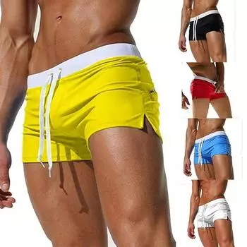 Европа и США Модные мужские пляжные брюки Дышащие шорты Быстросохнущие брюки Пляжные брюки с плоским углом Плавки S белый