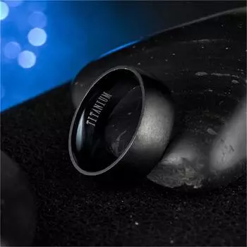 Европейская и американская мужская мода, простое кольцо, кольцо из титановой стали, классическое кольцо с петлей на палец 7 чёрный