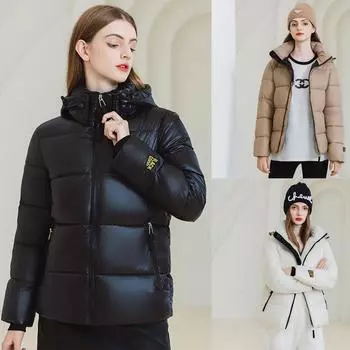 Европейская и американская одежда черного и золотого цвета с короткими пуховыми вставками из хлопка, женская свободная зимняя куртка с вставками из хлопка, новая M белый