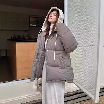 Европейская и американская одежда из хлопка с рукавами-фонариками, женская короткая осенне-зимняя новая утолщенная одежда из хлопка, две вещи, одежда из хлопка, жилет, куртка S чёрный