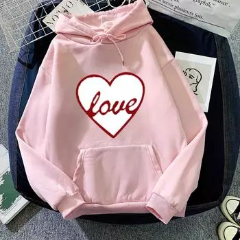 Европейская и американская одежда осень и зима красные и белые толстовки с принтом в форме сердца свитшоты для мужчин и женщин пары корейский стиль тренд S