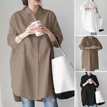 Европейская и американская однотонная рубашка свободного покроя, среднего и большого размера, с длинными рукавами, художественная рубашка Niche S хаки