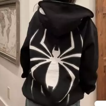 Европейская и американская осенне-зимняя куртка с капюшоном на молнии с принтом, уличные модные мужские и женские свитера свободного кроя S белый