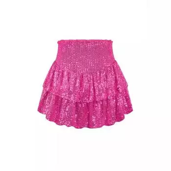 Европейская и американская осенняя плиссированная мини-юбка с пайетками - сексуальная и однотонная