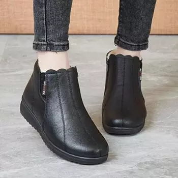 Европейская и американская повседневная хлопковая обувь 2024 года, зимняя мягкая подошва с плюшевым утеплителем, женские короткие ботинки с плоским дном 35 вино красного