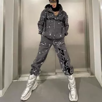 Европейская и американская ретро личность тренд уличная хип-хоп толстовка с капюшоном с принтом в виде пены S чёрный