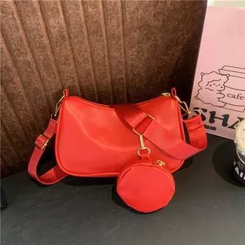 Европейская и американская ретро сумка через плечо 2024 модная новая трендовая большая вместительная текстура иностранный стиль Бостонская сумка сумка-мессенджер женская чёрный