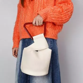 Европейская и американская ретро сумка-ведро для женщин, акриловая сумка, нестандартный дизайн, модная личность, геометрическая форма