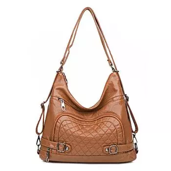 Европейская и американская ретро женская сумка через плечо из мягкой кожи с бриллиантами, женская сумка через подмышку, большая вместительная ручная сумка-тоут, деформационный рюкзак