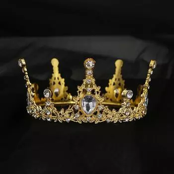 Европейская и американская роскошная большая корона для украшения торта на день рождения, украшение для ведущего, головной убор из сплава и страз, круглая корона