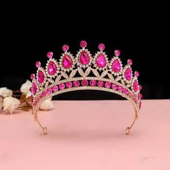 Европейская и американская роскошная красная хрустальная свадебная корона для свадеб и дней рождения