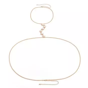 Европейская и американская сексуальная металлическая цепочка с имитацией жемчуга, цепочка для тела