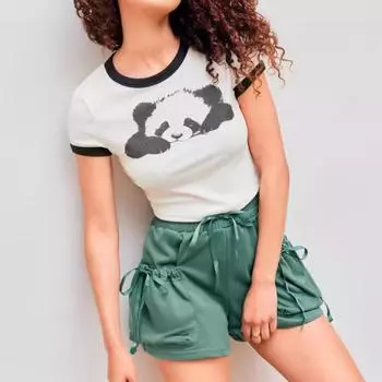 Европейская и американская Spicy Girl с рисунком допамина и принтом в академическом стиле, короткая обнаженная женская универсальная футболка S белый