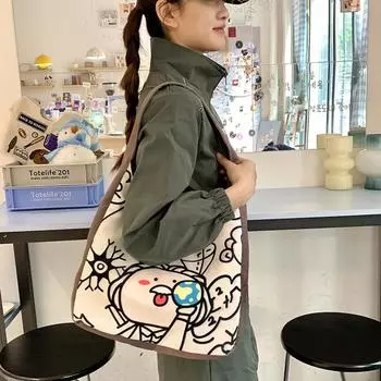 Европейская и американская сумка через плечо из холста, переносная сумка через плечо для студентки колледжа, литературная и простая ретро-сумка из холста большой вместимости 32*10*27