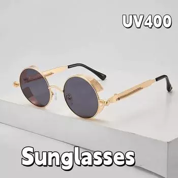 Европейская и американская уличная фотография Хип-хоп солнцезащитные очки UV400 Персонализированные ветровые стекла Ретро-панк мужские и женские очки черный серый