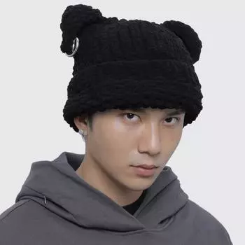 Европейская и американская уличная темная ветровая маска пуловер шапка субкультура y2k хип-хоп шерстяная шапка полное лицо теплая вязаная шапка прилив M56-59cm синий