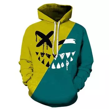 Европейская и американская весна и осень мужская и женская 3D цифровая печать свободная модная повседневная однотонная толстовка с капюшоном M