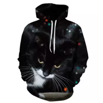 Европейская и американская весна и осень мужская и женская 3D цифровая печать свободная модная повседневная однотонная толстовка с капюшоном M