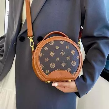 Европейская и американская винтажная маленькая круглая сумка, классическая модная сумка через плечо, женская универсальная сумка из искусственной кожи