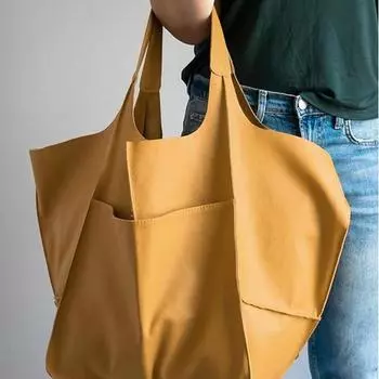 Европейская и американская винтажная новая простая большая сумка из мягкой кожи большой вместимости на одно плечо женская сумка-тоут коричневый