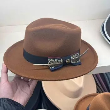 Европейская и американская высококачественная шерстяная фетровая шляпа, мужская мода, высококачественный ретро-цилиндр с перьями, детская рыцарская шляпа M56-58cm