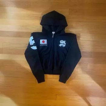 Европейская и американская y2k персонализированная вышитая ретро уличная толстовка с длинным рукавом S