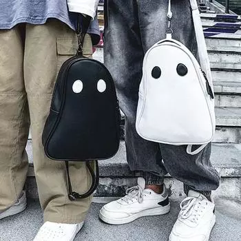 Европейская и американская забавная, призрачная контрастная цветная пэчворк PU маленькая сумка для мужчин и женщин сумка через плечо 23x8x31cm чёрный